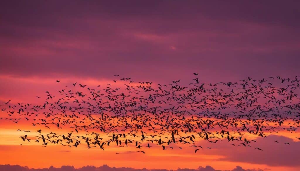 Migrating birds in Costa Rican sky