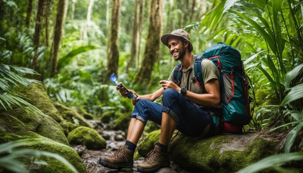backpacker in a costa rica jungle